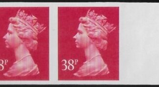 Y1706a  38p 'IMPERF PAIR' 2B  rosine. yellow  fluor. ex sheet.  Enschede  U/M (MNH)