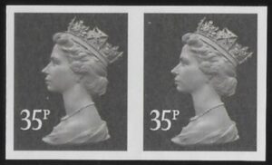 Y1700a  35p 'IMPERF PAIR' 2B  sepia. blue fluor. ex sheet   DLR   U/M (MNH)