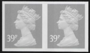 Y1709a  39p  'IMPERF PAIR'  2B  grey. blue fluor. ex sheet  DLR   U/M (MNH)