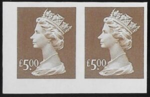 Y1803  'IMPERF PAIR' £5.00 brown  (Recess printing) Enschede  U/M (MNH)