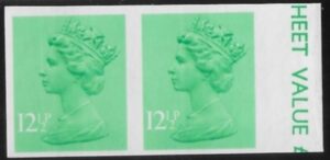 X898  12½p 'IMPERF PAIR'  CB light emerald   Harrison  U/M (MNH)