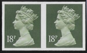 X955a  18p  phos. 'IMPERF PAIR' deep olive-grey  Harrison  U/M (MNH)