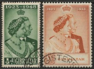 1948 Gibraltar SG.134-5 Royal Silver Wedding Set of 2 values used