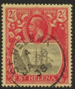 1927 St.Helena SG.109 KGV 2/6d grey & red/yellow Fine Used
