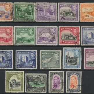 1938 Cyprus SG.151-163 KGVI Set of 19 values Fine Used