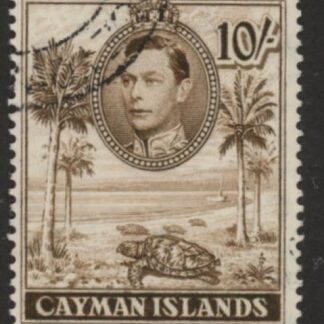1943 Cayman Islands SG.126a 10s chocolate P14 Fine Used