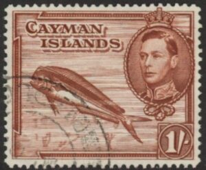 1943 Cayman Islands SG.123b 1s red-brown P14 Fine Used