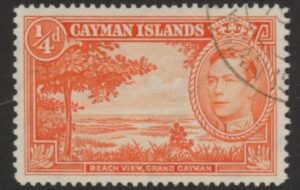 1943 Cayman SG.115a ¼d red-orange P13½ x 12½ Fine Used