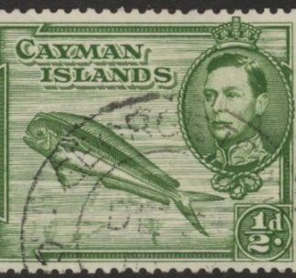 1943 Cayman Islands SG.116a ½d Green P14 Fine Used
