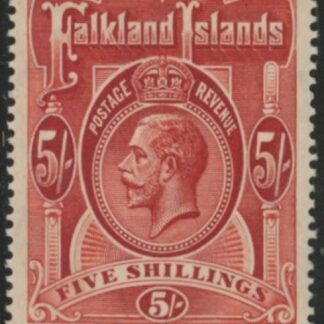 1912 Falkland Islands - SG.67  5/-  deep rose-red Unmounted mint