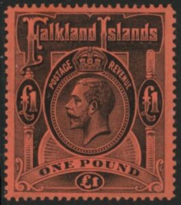 1914 Falkland Islands - SG.69  £1  black/red. Unmounted mint.
