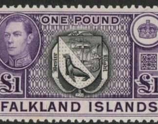 1938 Falkland Islands. SG.163  £1  black and violet.  U/M (MNH)