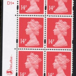 Y1678 (U230A)  14p rose-red 2B DLR Cyl. D1 dot  blue fluor perf RE PVA cream. U/M (MNH)