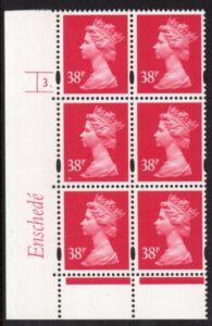 Y1706 (U372)  38p 2B rosine  Enschedé Cyl.3 dot 2mm Varnished bands. blue fluor. U/M (MNH)