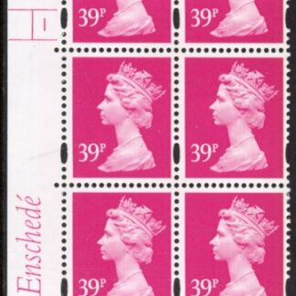 Y1708 (U378)  39p bright magenta  2B Enschede. PVA white back. 2mm VB. Cyl. 1 no dot . blue fluor U/M (MNH)