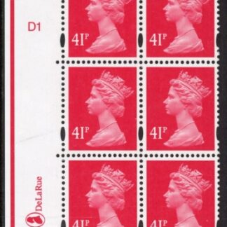 Y1714 (U393)  41p rosine  2B  DLR.  Cyl. D1 phos D1 no dot. blue fluor U/M (MNH)