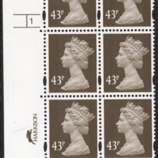 Y1717 (U404) 43p sepia. Harrison Cyld. 1 no dot. phos 47 blue fluor U/M (MNH)