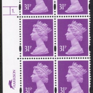 Y1695 (U328)  31p 2B deep mauve  Harr/DLR Cyl.1 phos 45 dot blue fluor. U/M (MNH)