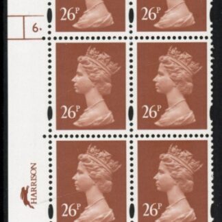 Y1691 (U301)  26p red-brown 2B Harrison Cyl.6 dot Phos 43. blue fluor perf RE  PVAD  U/M (MNH)