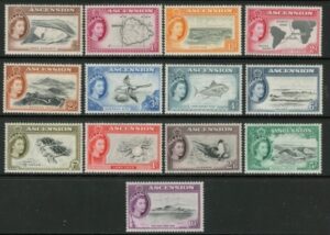 1956 Ascension Island. SG.57-69 QEII Definitives set 13 values mounted mint