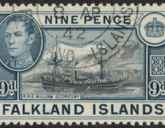 1938  Falkland Islands. SG.157 9d.  black & grey-blue  fine used.