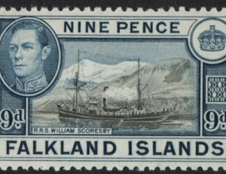 1938  Falkland Islands.  SG.157  9d black and grey-blue. U/M (MNH)