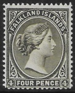 1895 Falkland Islands SG.32 4d olive-black wmk Crown CA. U/M (MNH)