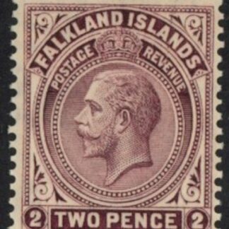 1923 Falkland Islands SG.75 2d deep brown-purple. Unmounted mint