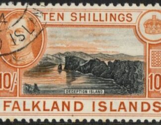 1938  Falkland Islands. SG.162  10/- black & orange-brown used