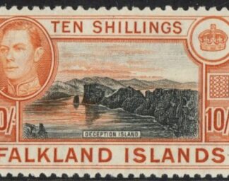1938 Falkland Islands SG.162  10/- black and orange-brown.  U/M (MNH)