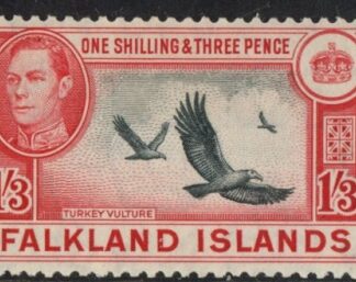 1946 Falkland Islands - SG.159 1/3d  black & carmine-red mounted mint