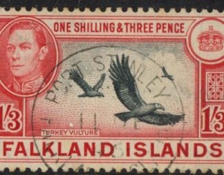 1946  Falkland Islands. SG.159  1/3d.  black & carmine-red.  fine used.