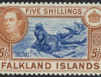 1938 Falkland Islands SG.161  5/- blue and chestnut.  U/M (MNH)
