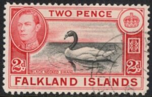 1938  Falkland Islands. SG.150a  2d black & red.  fine used