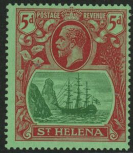 1922 St Helena.SG.103 5d green & deep carmine Unmounted Mint