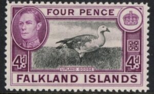 1938 Falkland Islands SG.154  4d black & purple.  U/M (MNH)