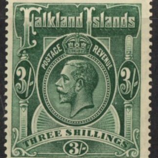 1923 Falkland Islands - SG.80 3/- slate green. Wmk Script CA U/M (MNH).