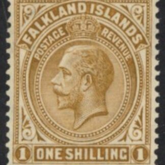 1921  Falkland Islands. SG.79  1/-  deep ochre.  U/M (MNH)