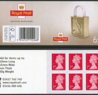 MB18a  6 x 1st  brt. scarlet 'Padlock on Cover '  code MSIL M20L SBP L/s.  ISP Walsall.