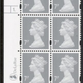 Y1672 (U157A)  7p grey 2B DLR Cyl.1 dot phos 47 blue fluor PVA (bluish). U/M (MNH)