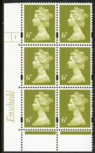 Y1671 (U147B) 6p yellow olive 2B Enschedé Cyl.1 no dot Perf RE blue fluor PVA (bluish).U/M (MNH)