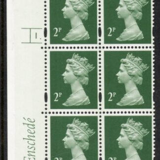 Y1668 (U85B) 2p deep green. 2B  Enschedé. 2mm varnished bands PVA buish Cyld. 1dot. yellow fluor U/M (MNH)