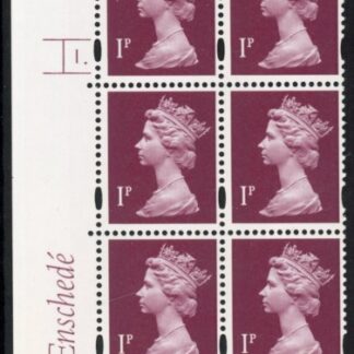 Y1667 (U69) 1p crimson. Enschedé. PVA bluish. Cyld.1 dot. blue fluor U/M (MNH)