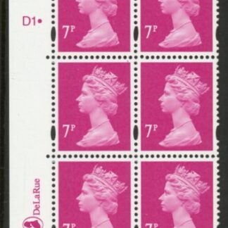 Y1673 (U157B)  7p bright magenta 2B DLR Cyl. D1 phos D1 dot blue fluor PVA (bluish). U/M (MNH)