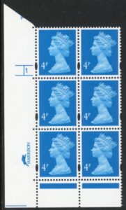Y1669 (U132E) 4p new blue 2B Harr/DLR Cyl. 1 no dot Phos 47 blue fluor PVA (bluish).U/M (MNH)