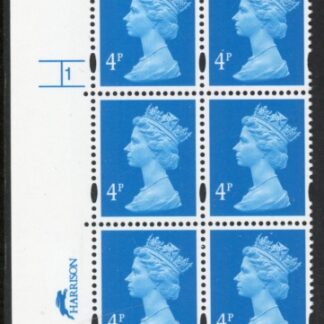 Y1669 (U132E)  4p new blue  2B Harr/DLR Cyl. 1 no dot Phos 47 blue fluor PVA (bluish).U/M (MNH)
