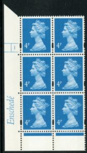 Y1669 (U132C)  4p new blue  2B Enschedé Cyl. 1 no dot. 2mm varnished bands. blue fluor PVA (bluish).U/M (MNH)
