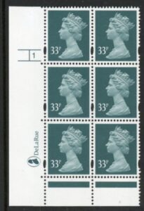 Y1696 (U334) 33p grey green. DLR Cyl.1 no dot phos 47. PVA bluish. blue fluor. U/M (MNH)