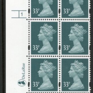 Y1696 (U334) 33p grey green. DLR Cyl.1 no dot phos 47. PVA bluish. blue fluor. U/M (MNH)