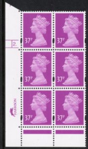Y1703 (U363) 37p bright mauve. 2B Harrison.  Cyl. 2 dot  Phos.47. blue fluor.U/M (MNH)